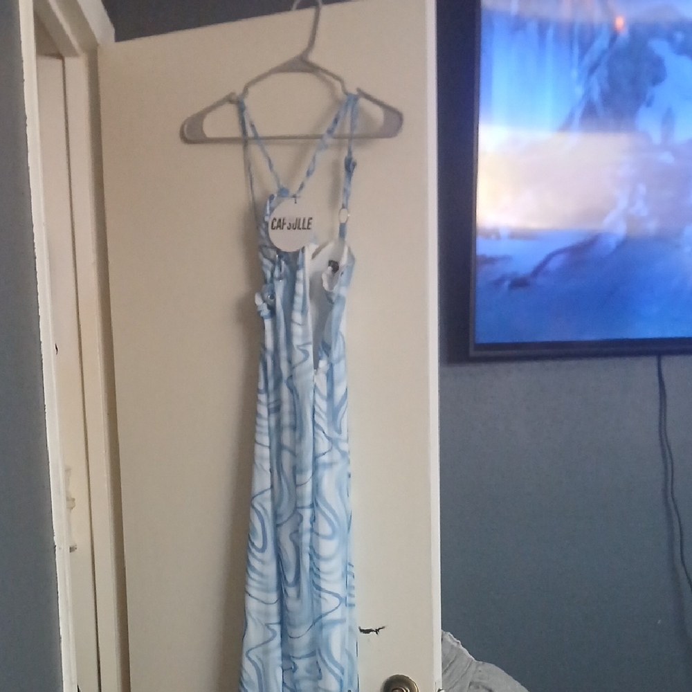 Light Blue Swirl Maxi Dress
